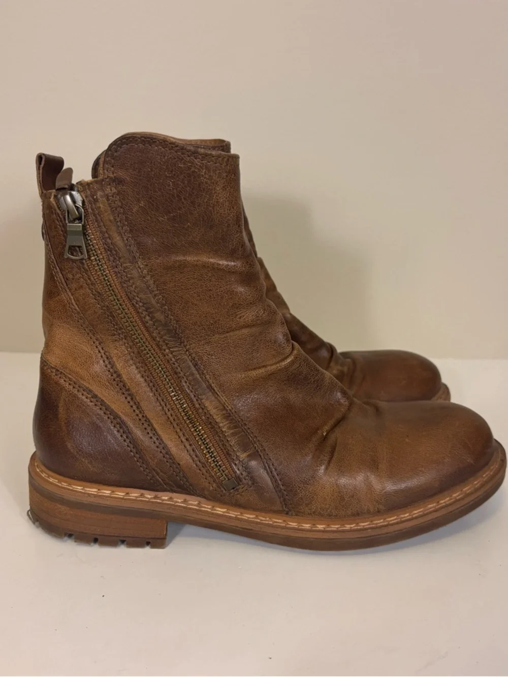 Sofft Brown Leather Zipper Side Mid Calf Boots Women’s 7.5 - Picture 1 of 7